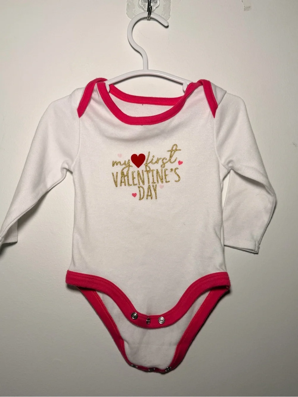 baby essentials 9months white long sleeve baby bodysuit my first valentines day